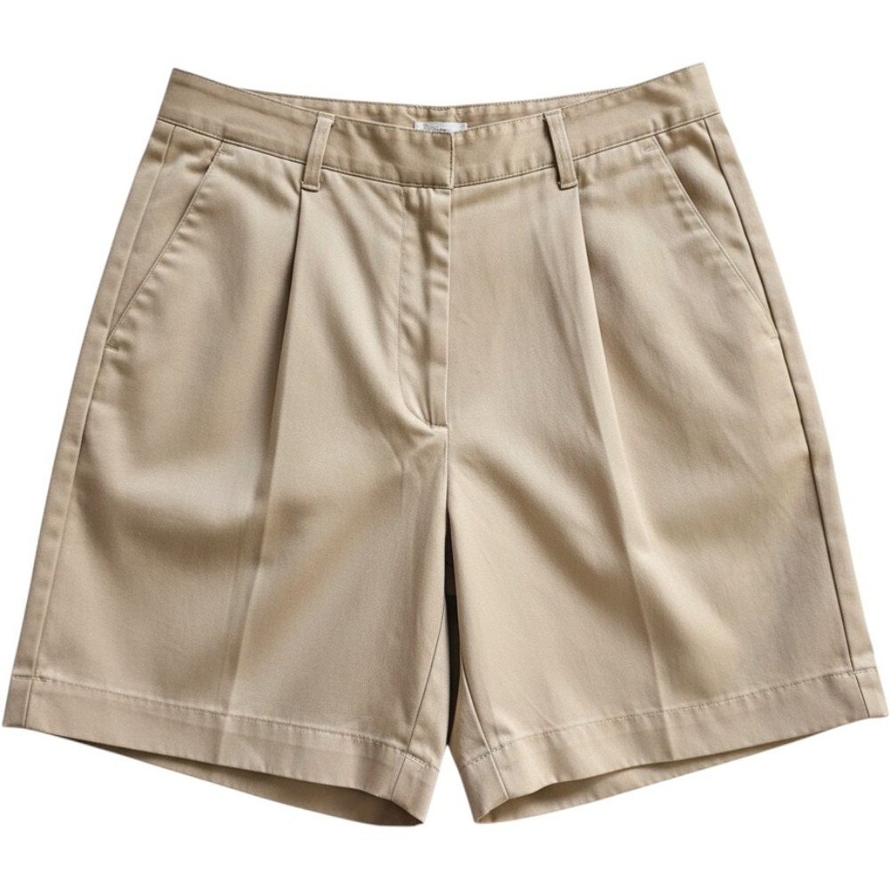 Liz Claiborne Lizsport Khaki Pleated Chino Shorts Womens 8 Tan Cotton